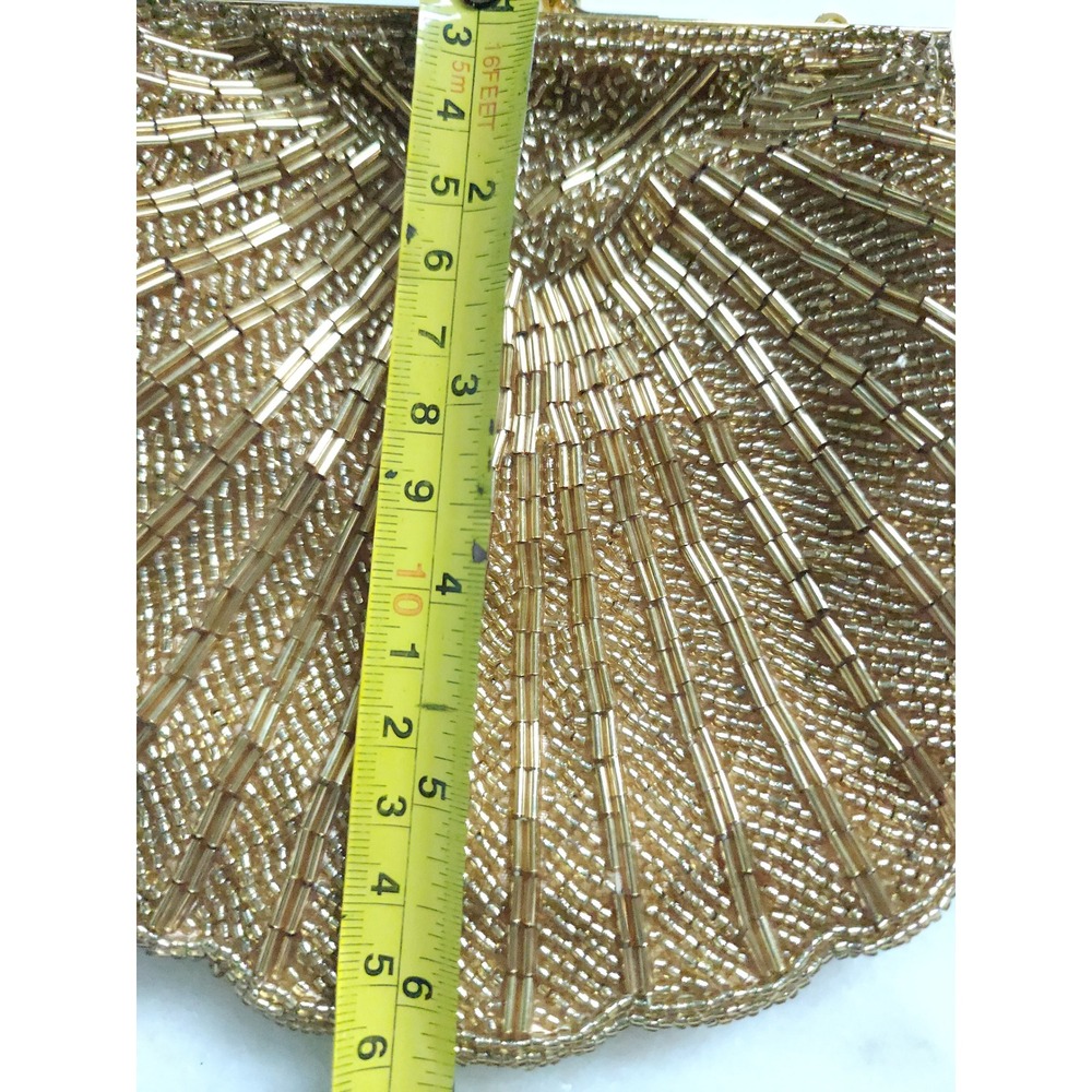 VTG Exquisite Valerie Stevens Beaded Evening Bag Gold Glam Party Shell Clutch - Picture 12 of 13